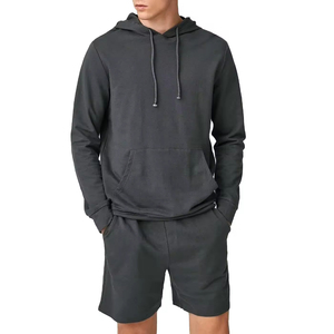 Ensemble de survêtement pour homme 100% coton, sweat à capuche et short, vêtements de tous les jours pour l'automne, streetwear tendance - Product Image 5