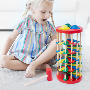Juguete Educativo Montessori 2026, Tablero de Actividades para Niños con Bola Giratoria de Madera de Colores y Escalera de Caída - Product Image 3