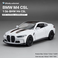 Modèle réduit de voiture en métal moulé sous pression à l'échelle 1:36 pour BWM M4 CSL, avec portes ouvrables et roues mobiles, ornement décoratif