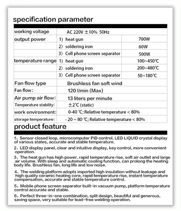 Estación <span class=keywords><strong>de</strong></span> Soldadura Aojiw con Pantalla <span class=keywords><strong>de</strong></span> 14 Pulgadas 8683DP+3, <span class=keywords><strong>Pistola</strong></span> <span class=keywords><strong>de</strong></span> Aire Caliente, Mesa <span class=keywords><strong>de</strong></span> Soldadura, Nueva Condición, Plataforma <span class=keywords><strong>de</strong></span> Precalentamiento, Temperatura Máxima <span class=keywords><strong>de</strong></span> 450, Enchufe - Product Image 6