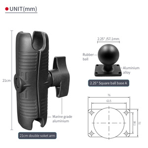 VIN 21cm Long Bracket for Heavy Vehicle Equipment Double U-Bolt Ball Base with 1.5" X 2.5" 4-Hole Pattern - D Size/2.25 Inch - Product Image 3