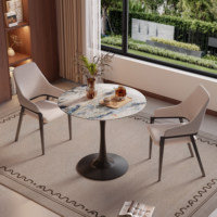 Table de négociation ronde en marbre de petite taille pour la réception des invités, les réunions d'affaires, le café, le balcon, le bureau des ventes - Design de luxe