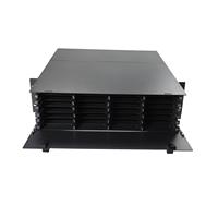 Panel Patch Fiber Optik Agalax OEM 2U 19 Inch hingga 288 Serat (MPO/LC/SC/ST/FC) 6 Lapisan Laci Geser ODF Pusat Data Hitam