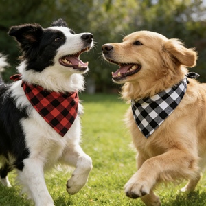 Pañuelo para Perro, Estilo Clásico a Cuadros, Ecológico, de Algodón, 60 cm de Largo, para Mascotas Pequeñas, Accesorio de Otoño - Product Image 2