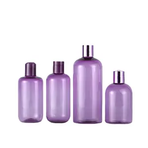 Luxury 250ml 500ml Purple Plastic Shampoo Bottle with Disc Caps Purple Lotion Dispenser with Pump
