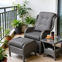 Fauteuil inclinable de balcon pour personnes âgées, canapé en rotin, mobilier de style campagnard américain, imperméable, résistant au soleil, mobile, pour terrasse et véranda