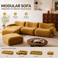 Canapé modulaire contemporain avec ottoman, assise profonde, tissu doux, canapé flexible combinable pour la décoration intérieure