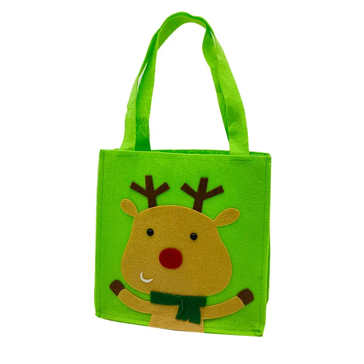 Fashion Promotional Custom Shopper Bag Holiday Treat Bags Christmas Felt Bags Appliques Cartoon Unisex OPEN