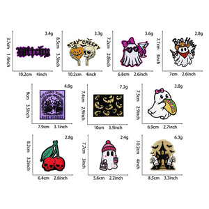 Patchs personnalisés brodés Halloween Fantôme Crâne en toile écologique thermocollants ou à coudre pour vêtements et sweats à capuche - Product Image 2