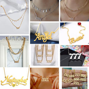 สร้อยคอสองชั้นสำหรับเด็กผู้หญิง,เครื่องประดับสร้อยคอ<span class=keywords><strong>วัน</strong></span>เดือนปีเกิดตัวอักษรฮาโลเจนแผ่นชื่ออาหรับสำหรับเด็กผู้หญิงกำหนดได้เอง - Product Image 6