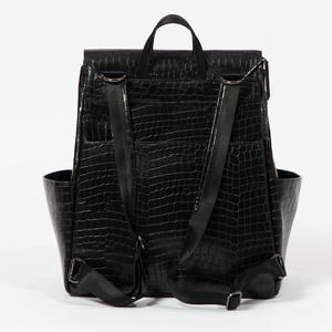 Logo personnalisé Croc <span class=keywords><strong>noir</strong></span> cuir classique maman voyage maternité sacs bébé couche sac à couches grande capacité sac à dos pour les femmes - Product Image 6
