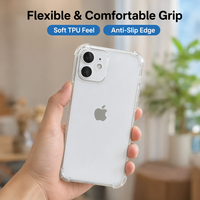 Coque de téléphone souple transparente en TPU avec quatre coins à coussin d'air, découpe précise, antichoc pour IP 15 Pro Max et IP 17 Pro Max