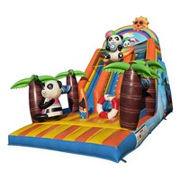 Château gonflable thème animaux en promotion, château gonflable Panda Chine avec toboggan, taille et couleur personnalisables, certifié CE