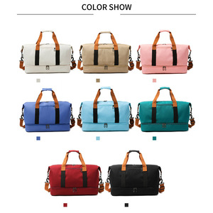 Custom Logo Women Canvas Gym Fitness Duffel <strong>Bag</strong> Travel Tote Shoes <strong>Compartment</strong> Carry-On Luggage Gym <strong>Bag</strong> - Product Image 6