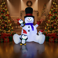 Décorations de Noël gonflables d'extérieur, bonhomme de neige et trois pingouins, lumières LED, imperméables, durables, 7,8 pieds de haut, polyester 190T