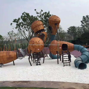 Toboganes al aire libre para niños, juegos recreativos al aire libre, equipo de suelo de juegos de madera - Product Image 3