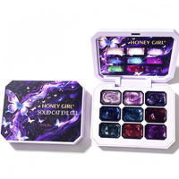 HONEY GIRL 9 Couleurs Vernis à Ongles Gel Professionnel Vegan Écologique Effet Œil de Chat Français UV, Palette de Gels Magnétiques 9 Grilles pour Appliquation par Tapotement, Designer