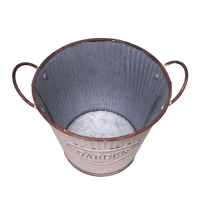 Pot de fleurs en métal galvanisé rose seau gaufré avec poignée vase décoratif pour plantes de maison et de jardin