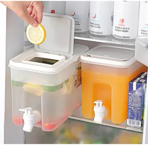 Chaleira de geladeira dobrável de plástico com 4l, cobertura dobrável para armazenar suco de água fria, leite, bebidas geladas com torneira