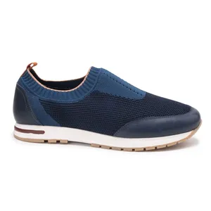 Men's genuine leather shoes sneakers cotton woven mesh slip-on breathable comfortable color customization