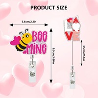 Ontwerp Badge Houder Voor Bruiloft Accessoires Acryl Valentijnsdag Sleutelhanger Valentijn Cadeau Anti-Verloren Clip Intrekbare Badge Haspel