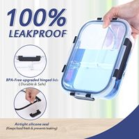 Ensemble de 3 récipients de préparation des repas en verre, 1, 2 et 3 compartiments pour le contrôle des portions, hermétiques, compatibles four et congélateur