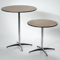 Table de cocktail ronde en bois haute à deux colonnes de 30 ''et 42'' à hauteur réglable
