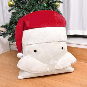 Coussin décoratif en peluche épaisse et douce, Père Noël, chapeau rouge, coussin de Noël, ornement élégant pour la maison et cadeau de Noël familial - Product Image 1