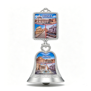 Campana de Recuerdo de Roma con Impresión Digital de Lugares Religiosos, Artesanía Metálica Plateada - Product Image 6