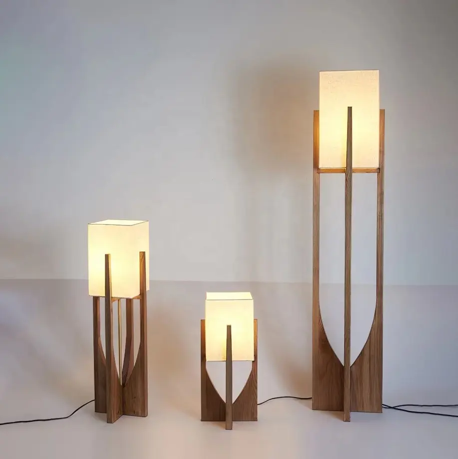 JYLIGHTING 현대 미니멀리스트 wabi-Sabi LED 플로어 램프 거실 소파 연구 침실 선 차 복고풍 단단한 나무 호두 디자인