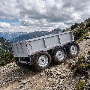 Remorque à benne basculante à 6 roues en alliage d'aluminium avec revêtement en poudre argenté, chariot à plateforme industriel, cadre en acier durable - Product Image 4