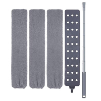 Nettoyeur de poussière rétractable pour espaces étroits, 2 chiffons microfibres, long manche, pour sous les appareils électroménagers, meubles, canapé, réfrigérateur, brosse dépoussiérante lavable