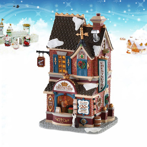 Creative New Christmas House <strong>Decoration</strong> Ornaments Resin Christmas House Design Resin Crafts <strong>Macaron</strong> Cake Shop Statues - Product Image 2