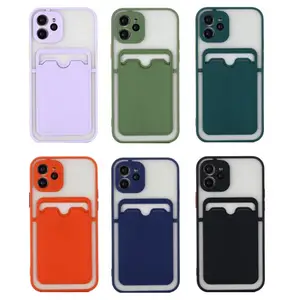 Card Holder Phone Case For iPhone 11 Pro Max 12 Mini X XR 6 6S 7 8 Plus SE Hard Matte Clear Protection 3D Phone Case