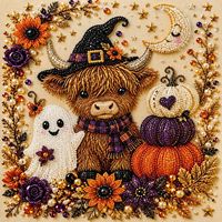 Kit de Peinture Diamant 5D Songwoo Halloween Fantôme Perle, Kit DIY Artisanat Dessin Animé Fait Main pour Décoration Murale de Fêtes