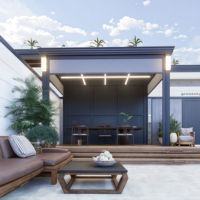 Pérgola de Aluminio para Montar en la Pared (Pérgola Addossata), Gazebo Articulado de 3x3m para Jardín de Estilo Italiano