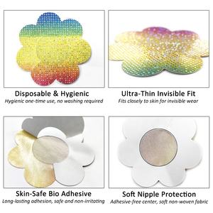 Parches invisibles de satén de corazón redondo de tela al por mayor para mujer, pegatinas adhesivas transpirables para el pecho, cubiertas para pezones desechables - Product Image 3