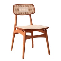 Chaise de salle à manger en rotin et bois massif de style japonais - Design tendance inspiré d'Instagram pour la maison, les restaurants, les balcons