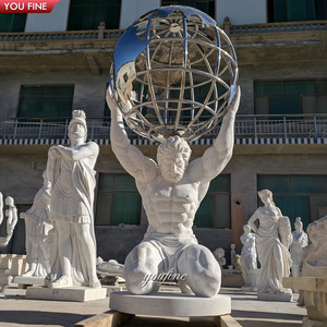 Statue d'<span class=keywords><strong>Atlas</strong></span> en marbre blanc grandeur nature célèbre, avec la Terre - Product Image 3