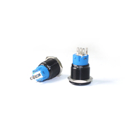 Siyah Basmalı Düğme Anahtarı 12/16/19/22mm 5 Pinli Işıklı Led Işıklı Metal Düz Anlık Anahtarlar 1NO1NC 220V