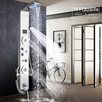 304 acier inoxydable montage mural bain pluie douche robinet panneau colonne affichage thermostatique Massage douche robinet panneau