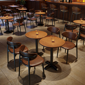 Juego de Mesa y Sillas de Madera para Cafetería, Muebles de Comedor Modernos de Estilo Industrial para <span class=keywords><strong>Restaurante</strong></span>, Bistro, Cafetería, Hotel, Salón - Product Image 2
