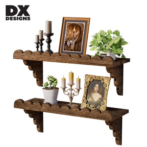 Étagères murales flottantes en <span class=keywords><strong>bois</strong></span> festonné DX Designs, lot <span class=keywords><strong>de</strong></span> 2, supports vintage, <span class=keywords><strong>rangement</strong></span> mural rustique style ferme pour <span class=keywords><strong>salle</strong></span> <span class=keywords><strong>de</strong></span> <span class=keywords><strong>bain</strong></span> et chambre - Product Image 1