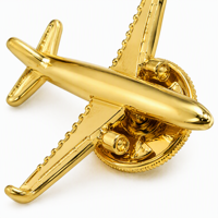 Épinglette en métal moulé sous pression 3D personnalisée en forme d'avion, plaquée or, souvenir d'aviation, cadeau, vente en gros, fabricant OEM