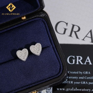 925 <b>Silver</b> Moissanite Iced Out Heart Shape <b>Stud</b> <b>Earrings</b> VVS Screw Back Gift Jewelry - Product Image 4