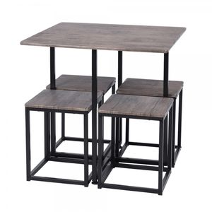 Кухонный стол и 2 стула на 4 дюйма со скамейкой, 4 предмета, обеденный стол в комплекте для небольшой квартиры в стиле ретро - Product Image 4