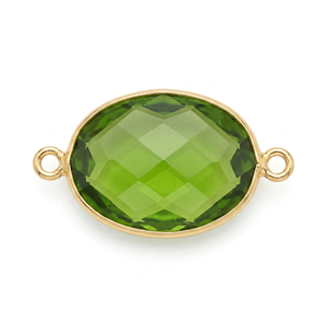 Peridot Chalcedony Hydro Quartz Briolette Connector Oval Shape Faceted Connector Charms - Product Image 1