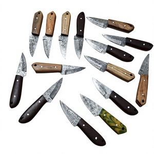 มีดทำมือคุณภาพสูงจากเหล็กดามัสกัส ทรงดรอปพอยต์ ใบมีดขนาดเล็กแบบคงที่ สำหรับล่าสัตว์และเอาตัวรอด ด้ามไม้ เกรดอุตสาหกรรม รับผลิตแบบ OEM - Product Image 2