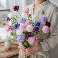 Bunga Scabiosa Sutra Buatan Daun Sempit Biru untuk Dekorasi Ruang Tamu & Pengaturan Lorong Pernikahan