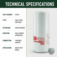 Filtre à carburant diesel FF202 à visser, remplacement direct pour les systèmes de carburant des moteurs diesel industriels lourds V28/K38/K50